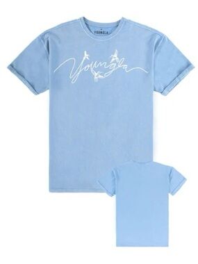 Mens YoungLA 452 The Flock Graphic Tee - Hummingbird Signature Blue Size Medium